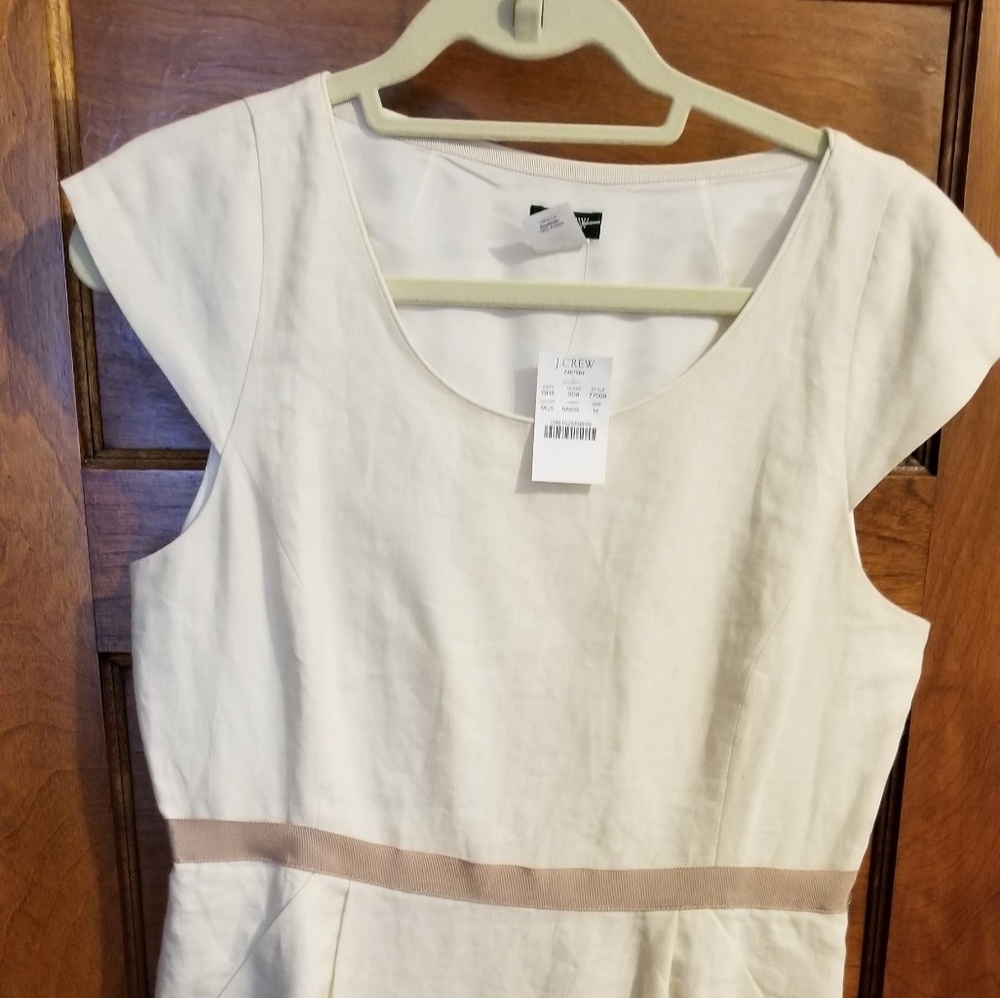 J Crew Factory Cream Linen Dress 10